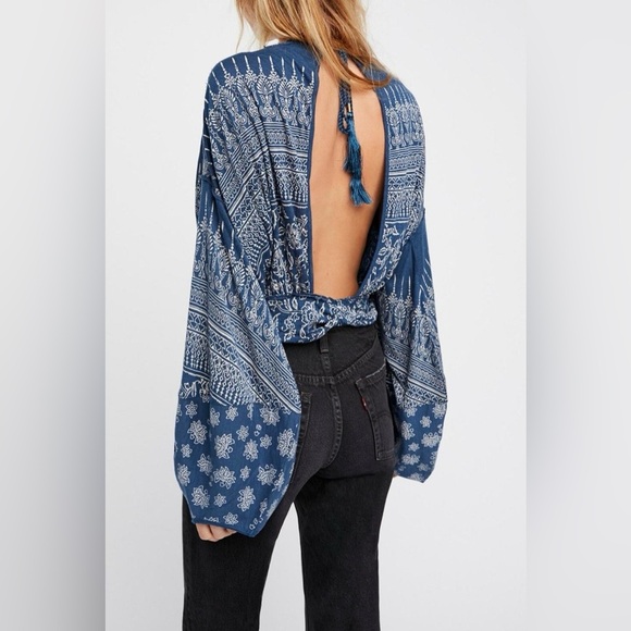 FREE PEOPLE WEEKEND WARRIOR BOHO BALLOON SLEEVE TOP - Picture 12 of 12